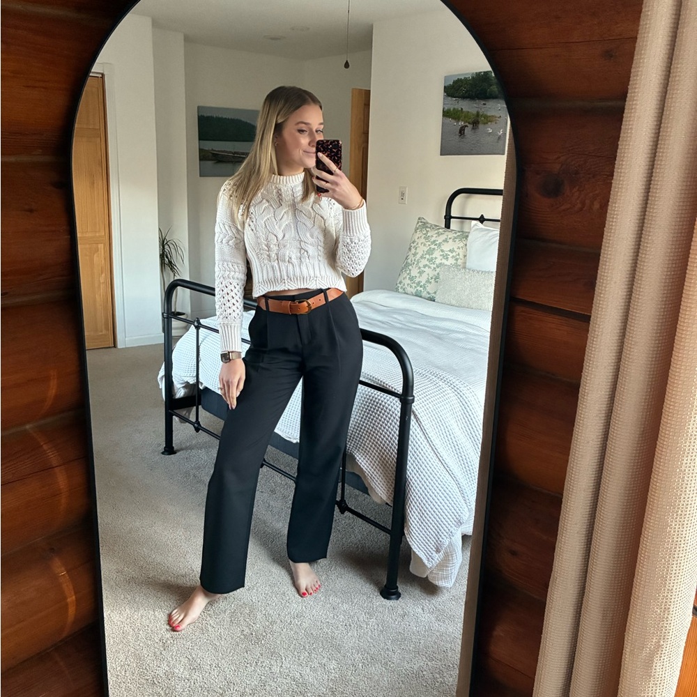 Sezane White Cable Knit Sweater
